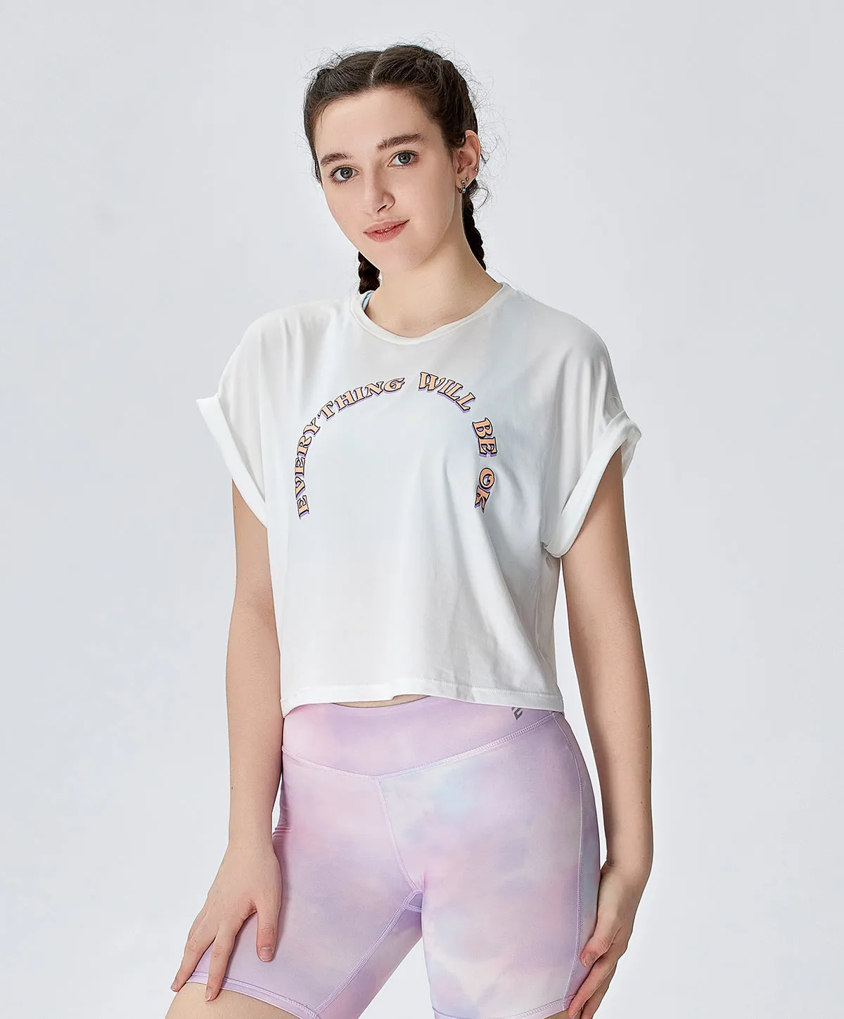 Energized Junior Digital Daydream Cropped Tee with Slogan 600-1005G