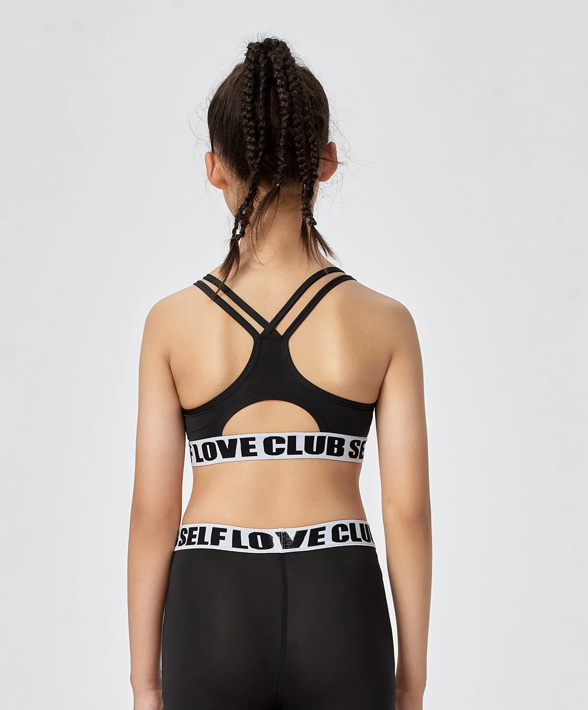 Energized Junior Digital Daydream Strappy Sports Bra with Slogan Elastic Band