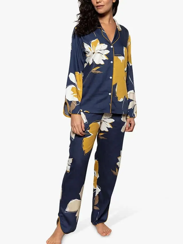 Fable & Eve - Notting Hill Floral Shirt Pyjamas, Navy