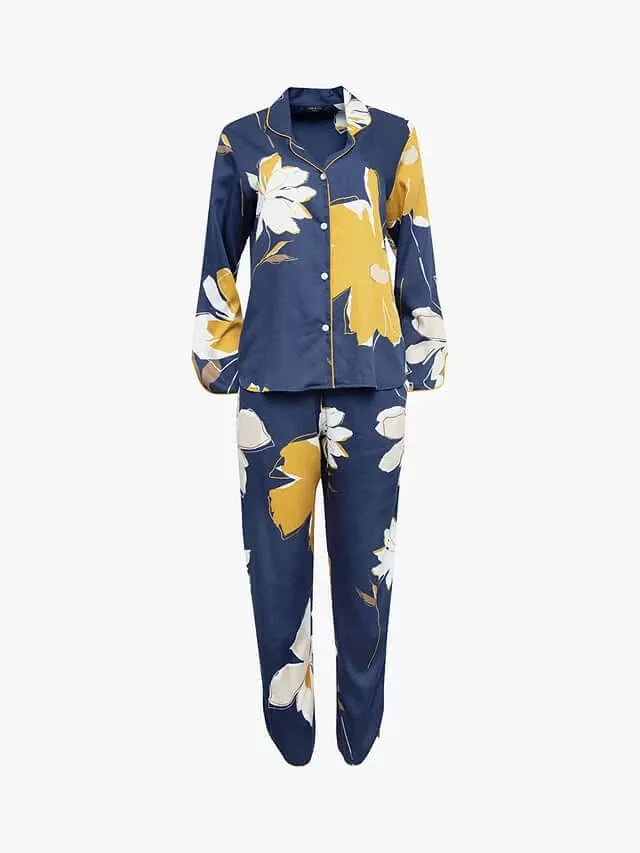 Fable & Eve - Notting Hill Floral Shirt Pyjamas, Navy