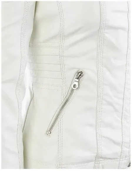 Fashion Detachable Hooded Jacket With Pockets Casual Solid Color Zipper Long Sleeve Leather Coat Autumn Winter Women's Clothing
