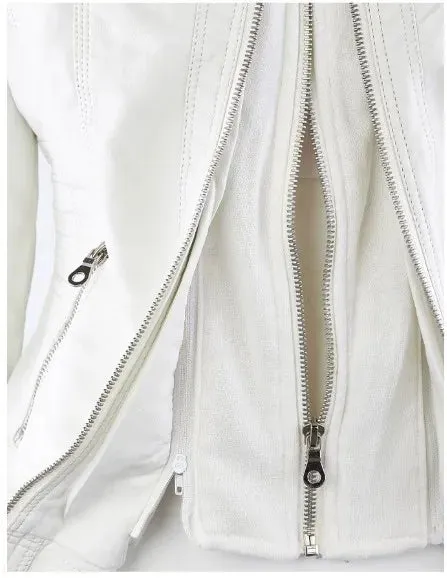 Fashion Detachable Hooded Jacket With Pockets Casual Solid Color Zipper Long Sleeve Leather Coat Autumn Winter Women's Clothing