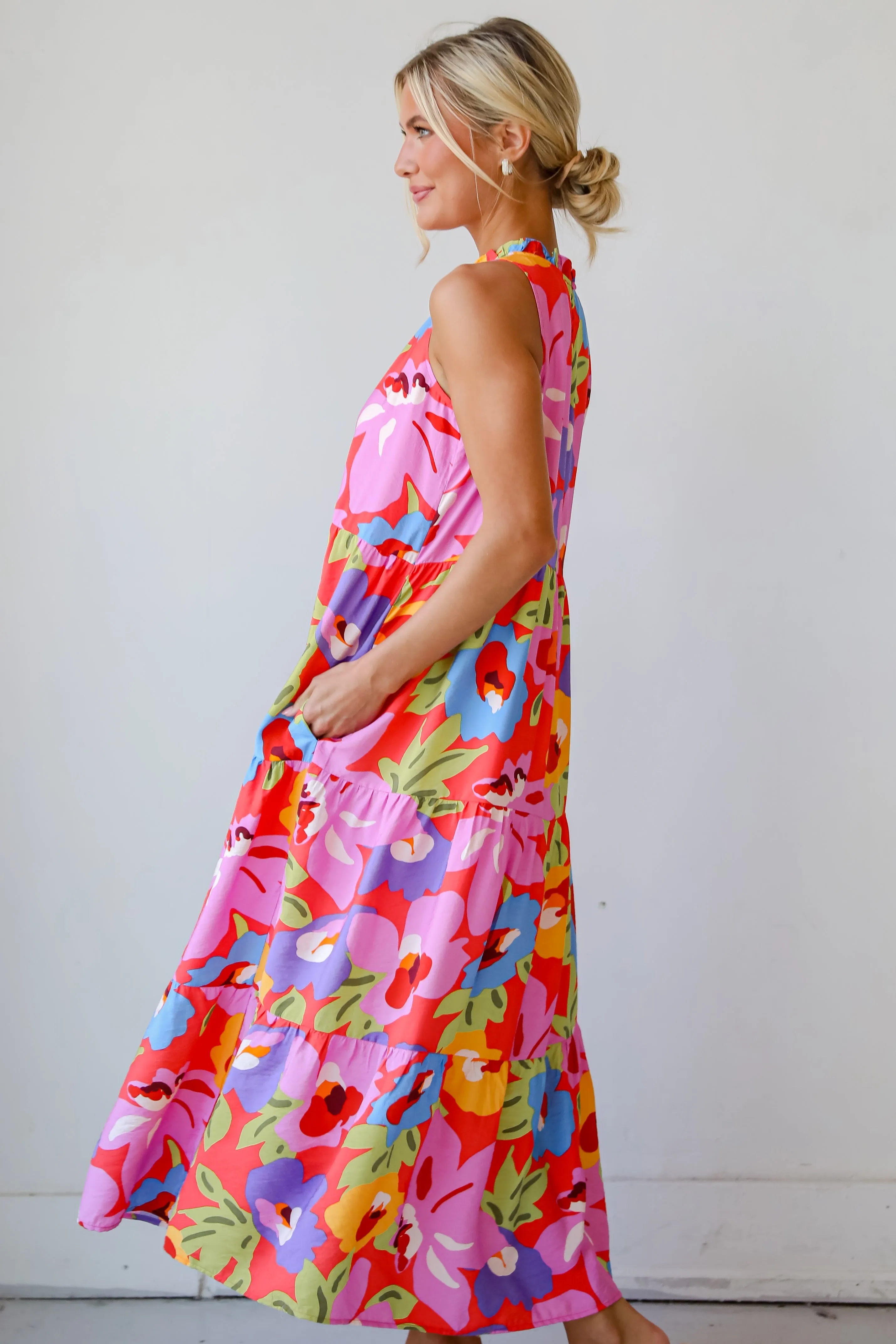 FINAL SALE - Truly Inspiring Pink Floral Tiered Maxi Dress