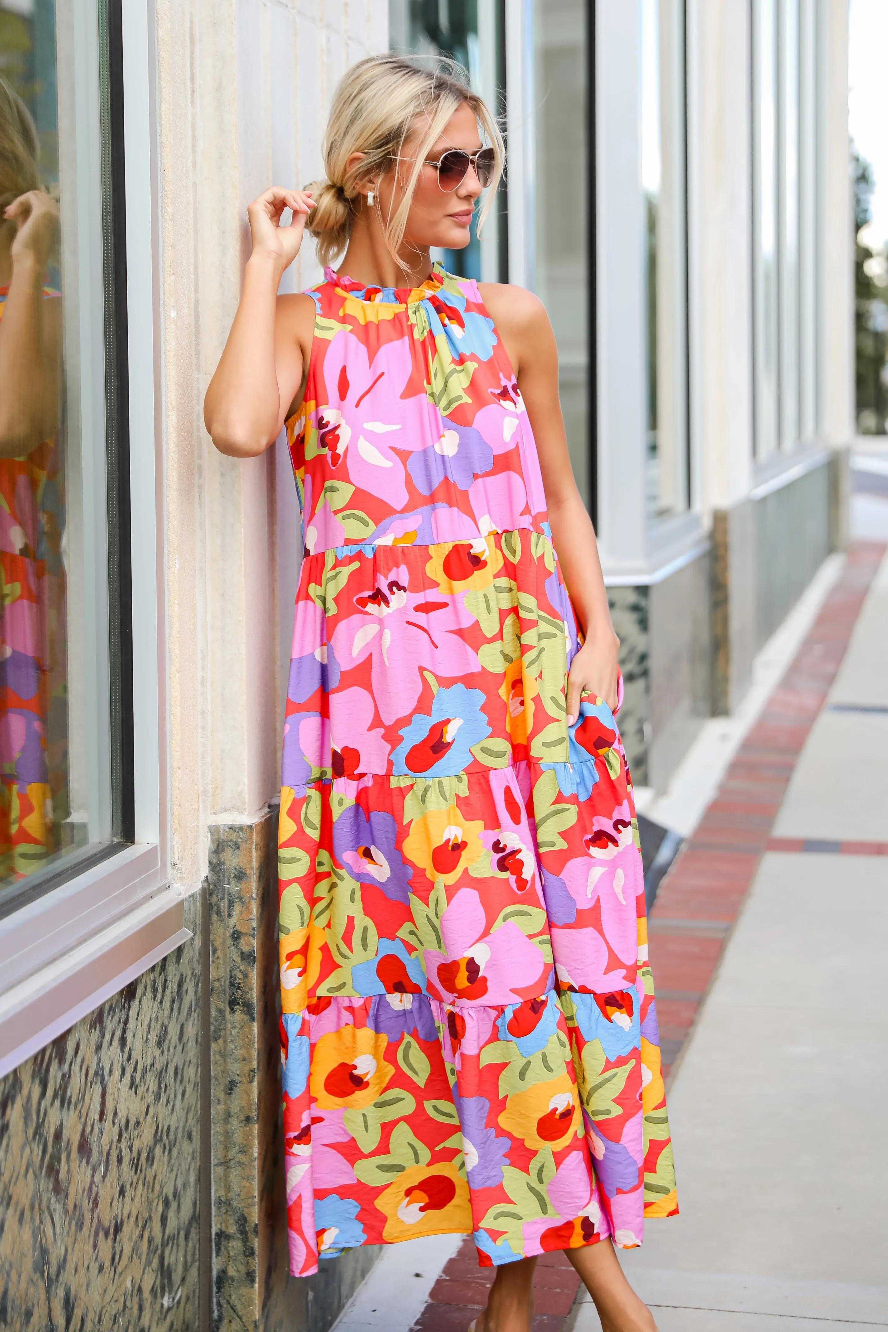 FINAL SALE - Truly Inspiring Pink Floral Tiered Maxi Dress