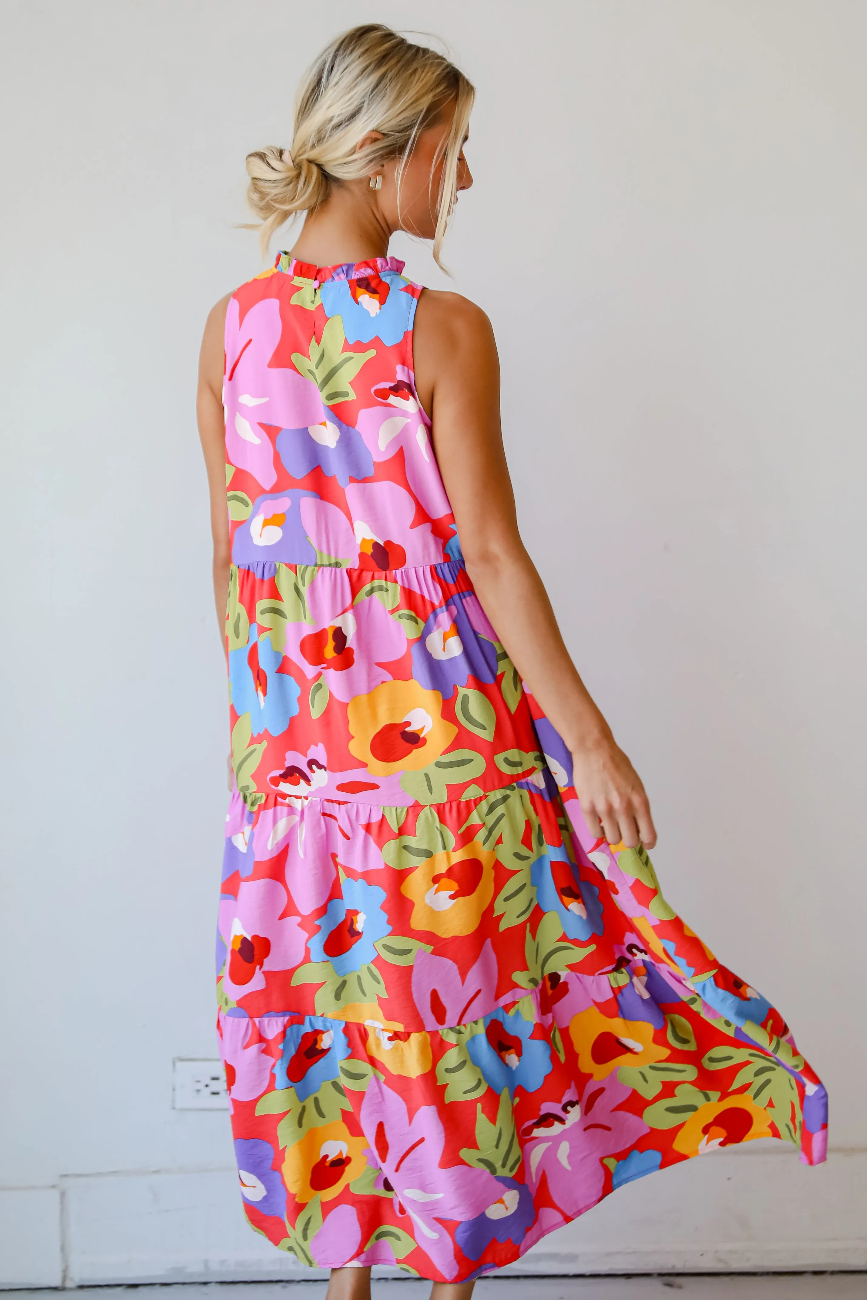 FINAL SALE - Truly Inspiring Pink Floral Tiered Maxi Dress