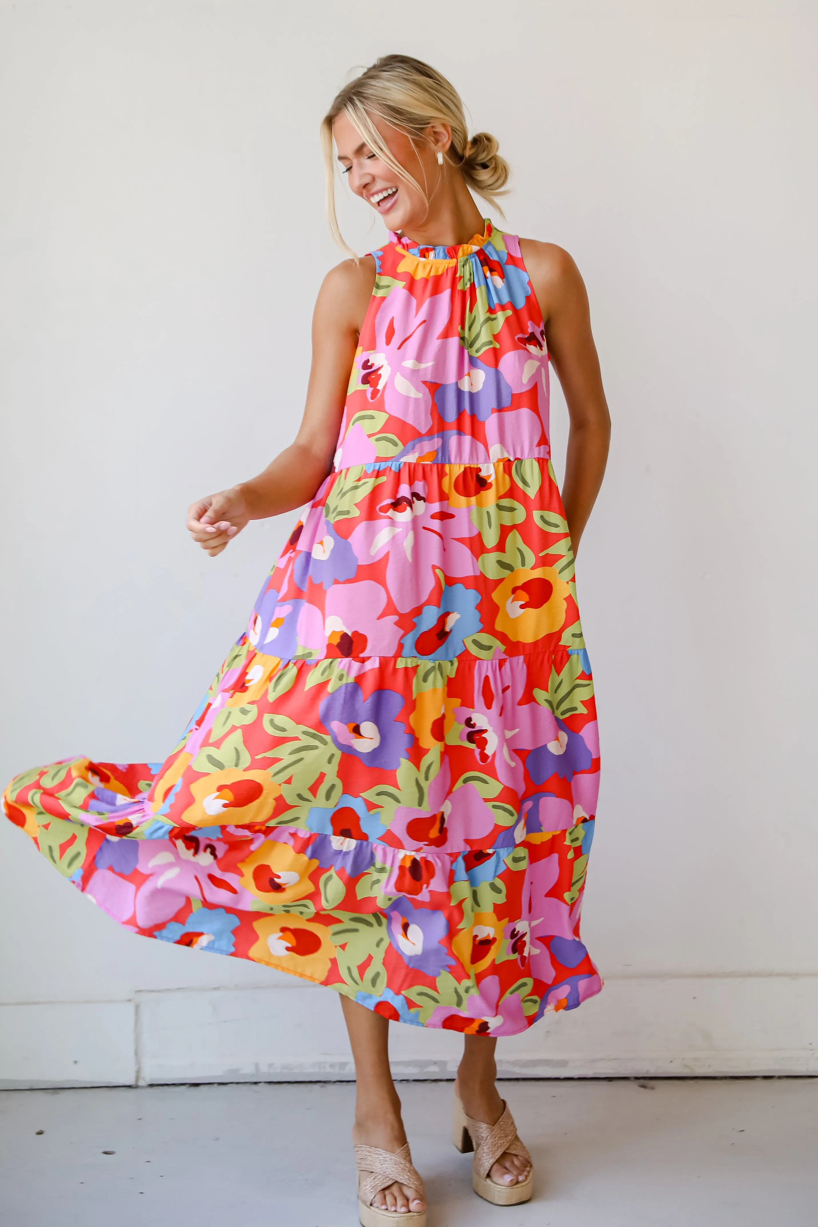 FINAL SALE - Truly Inspiring Pink Floral Tiered Maxi Dress