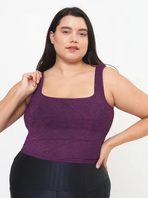 Fitted Tank w/ Built-In Bra - Sangria Geo Pattern