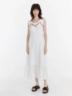 Floral Embroidered Sleeveless Maxi Dress