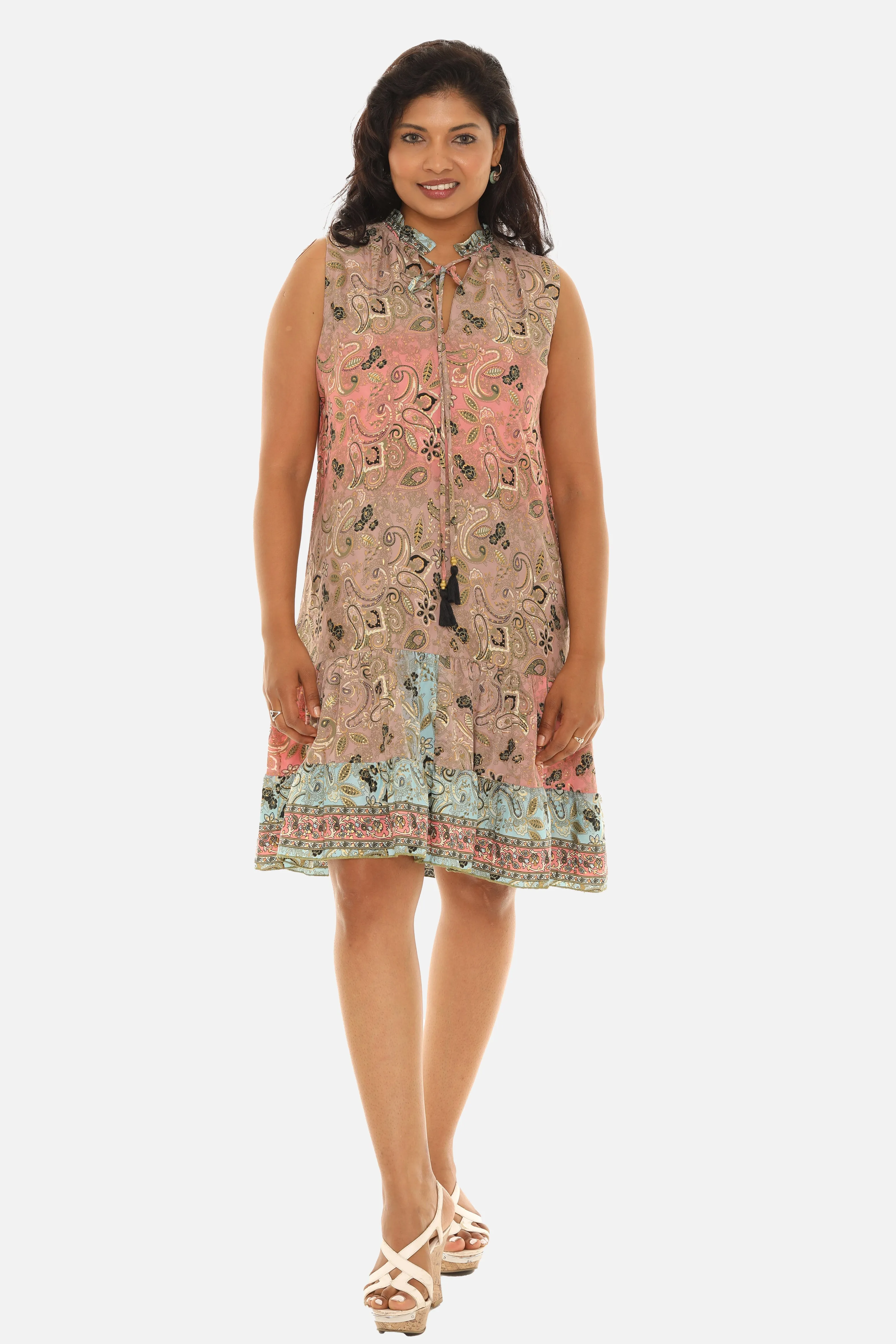 Floral Lace-Up Midi Dress