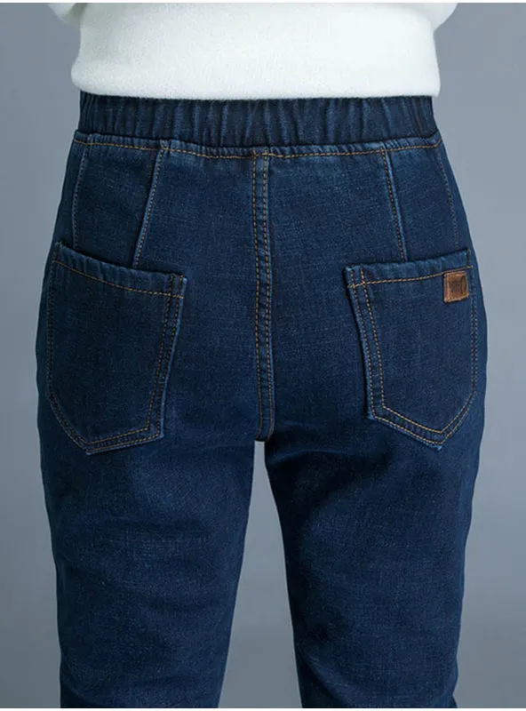 For Tall Girl Elastic Waist Boyfriend Denim Pants