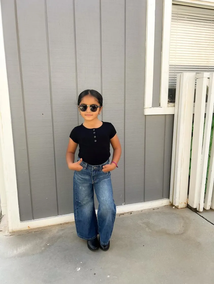Girl Kid Wide Leg Slim Fit Fashion Denim Jeans Pants