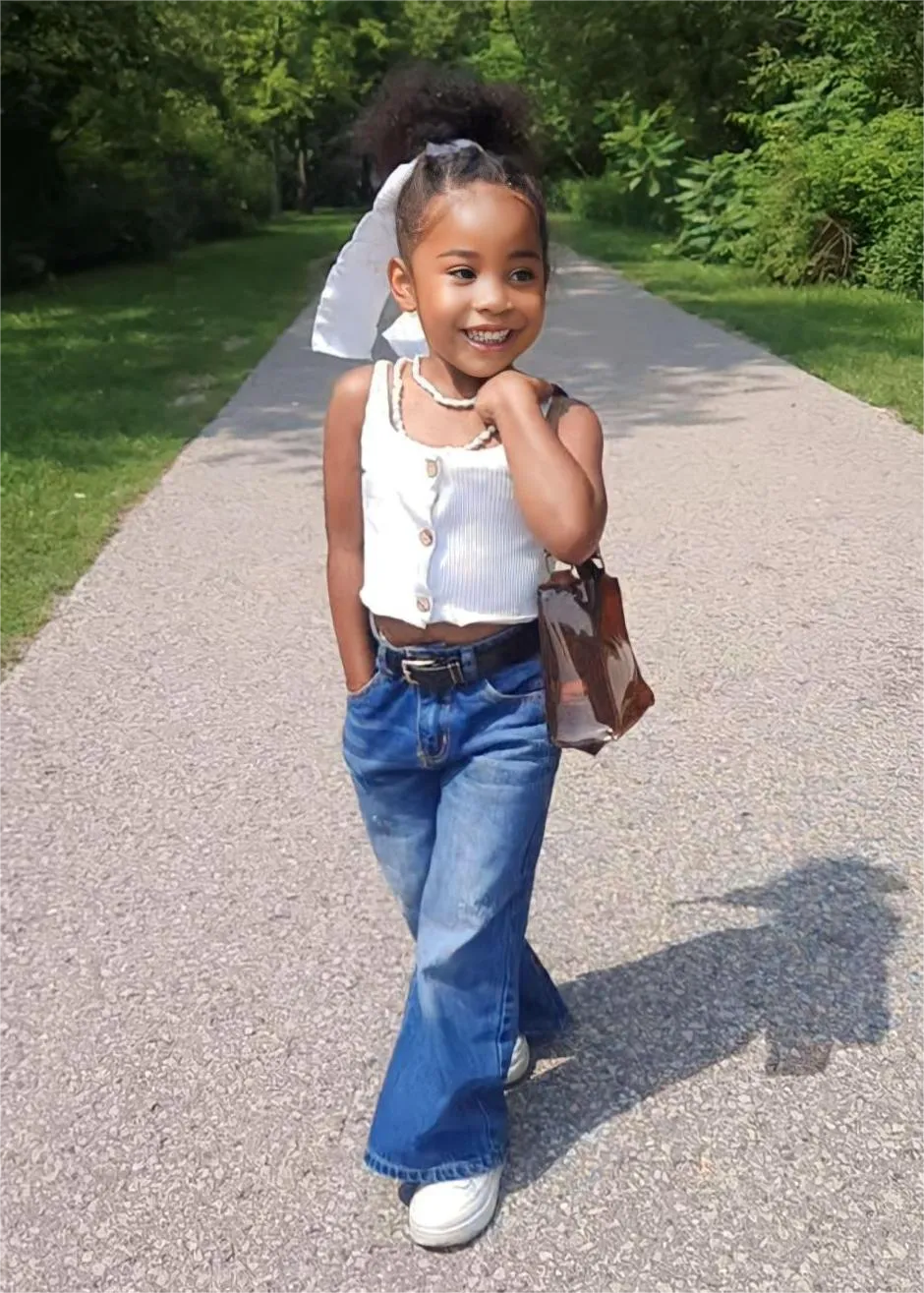 Girl Kid Wide Leg Slim Fit Fashion Denim Jeans Pants