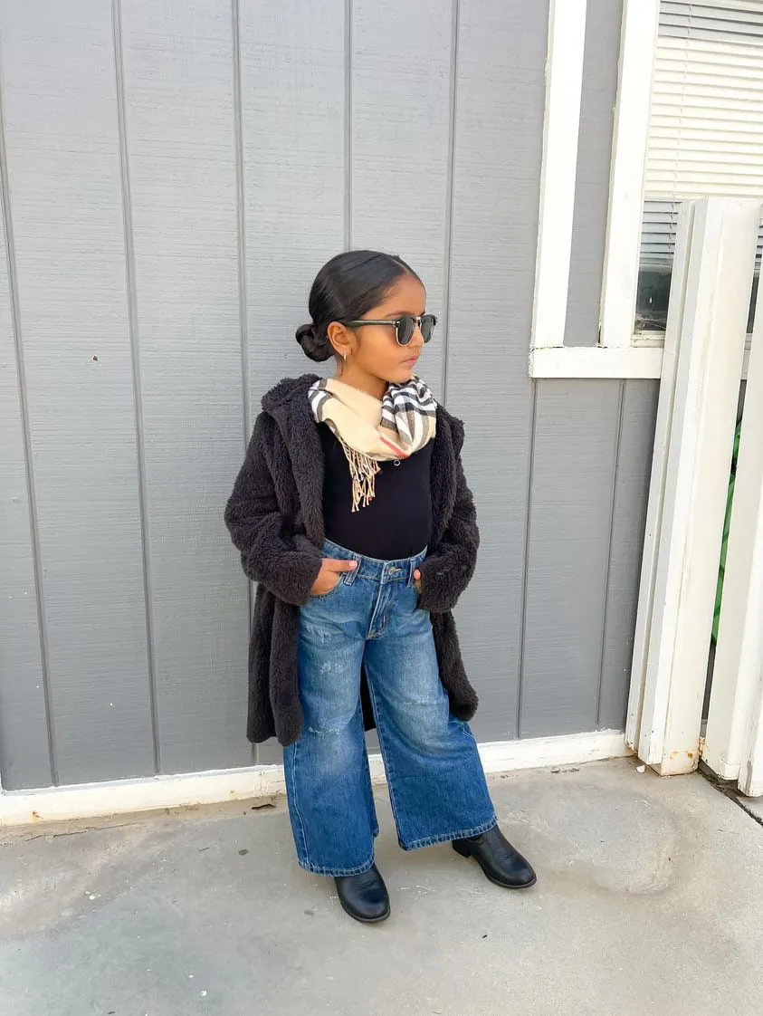 Girl Kid Wide Leg Slim Fit Fashion Denim Jeans Pants