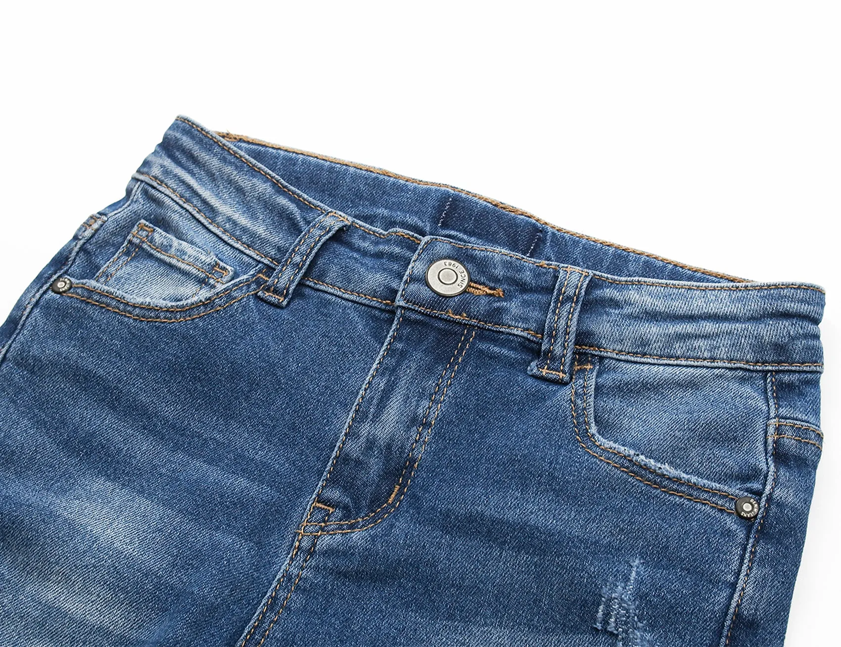 Girls Boys Ripped Holes Elastic Band Slim Jeans 9-11T