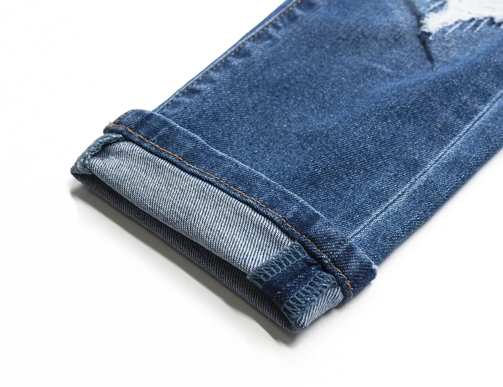 Girls Boys Ripped Holes Elastic Band Slim Jeans 9-11T