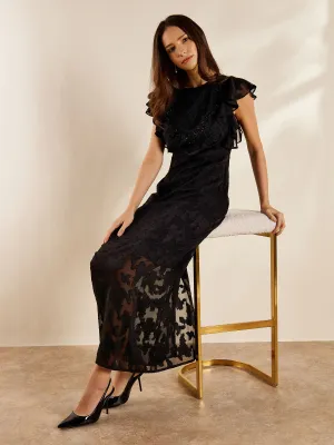 GWD Zoey Sparkle Floral Black Maxi Dress