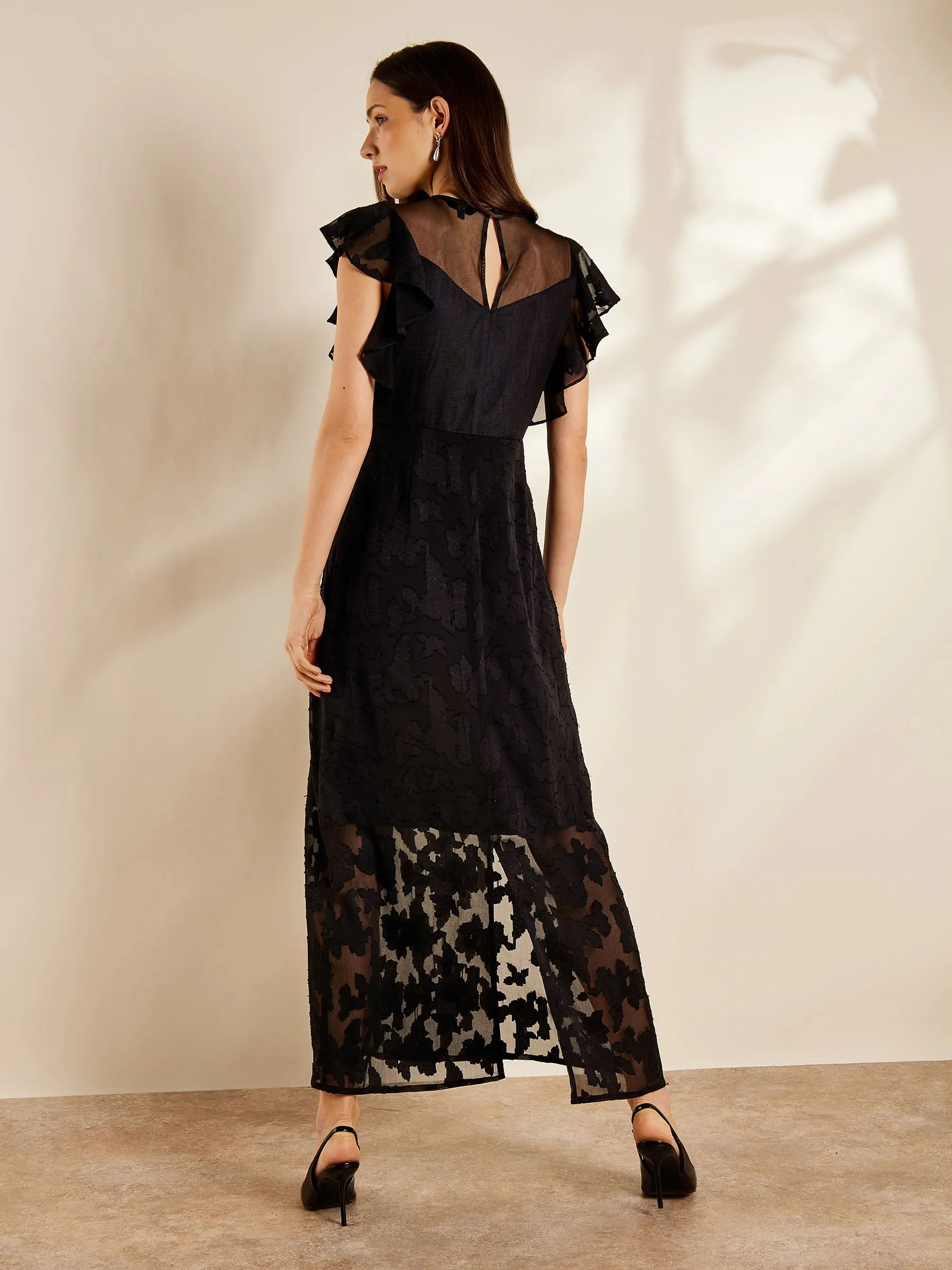GWD Zoey Sparkle Floral Black Maxi Dress