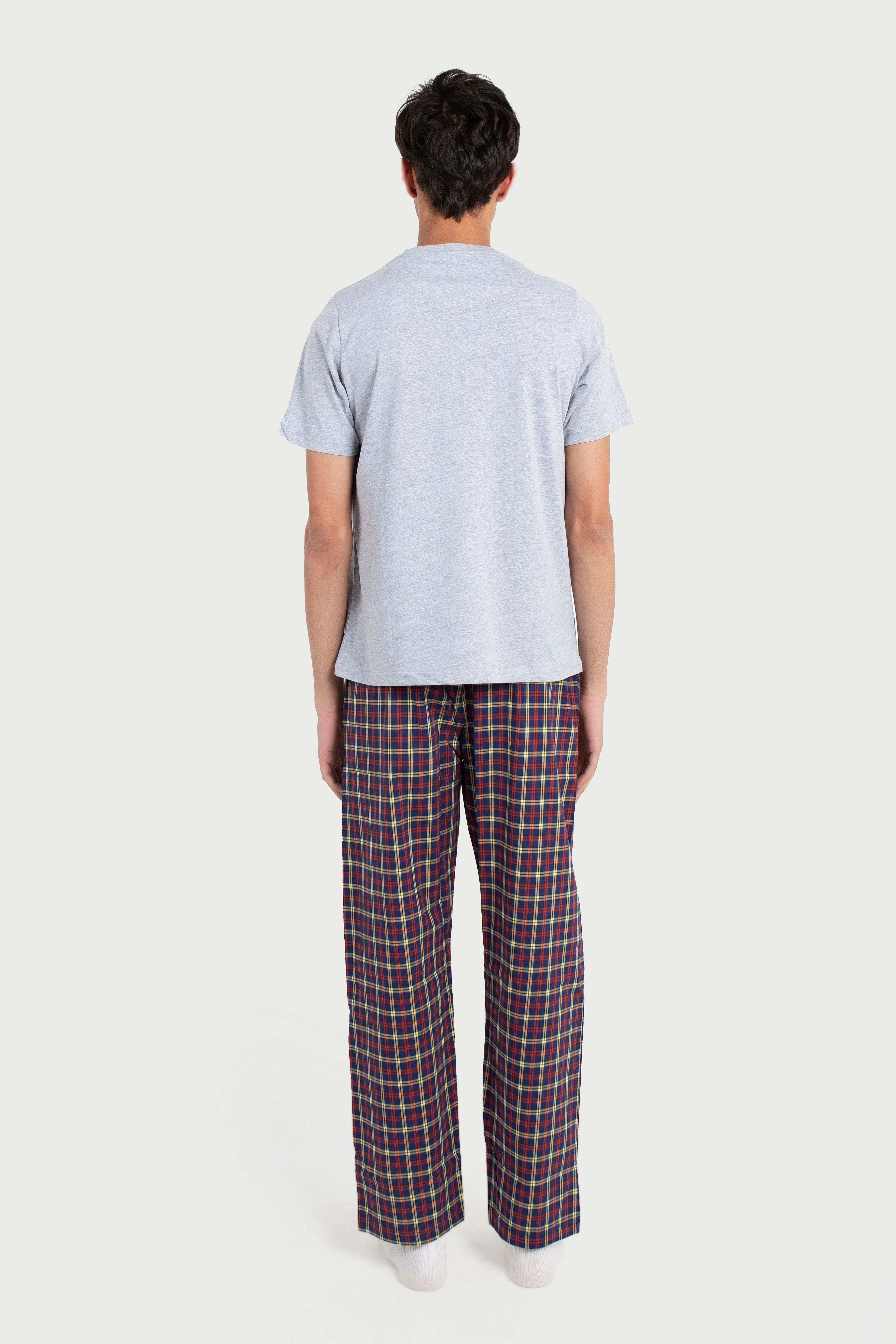 Heather Grey tee & Tattersall Check PJ