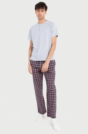 Heather Grey tee & Tattersall Check PJ
