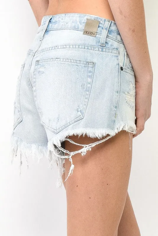 High Waist Distressed Denim Shorts