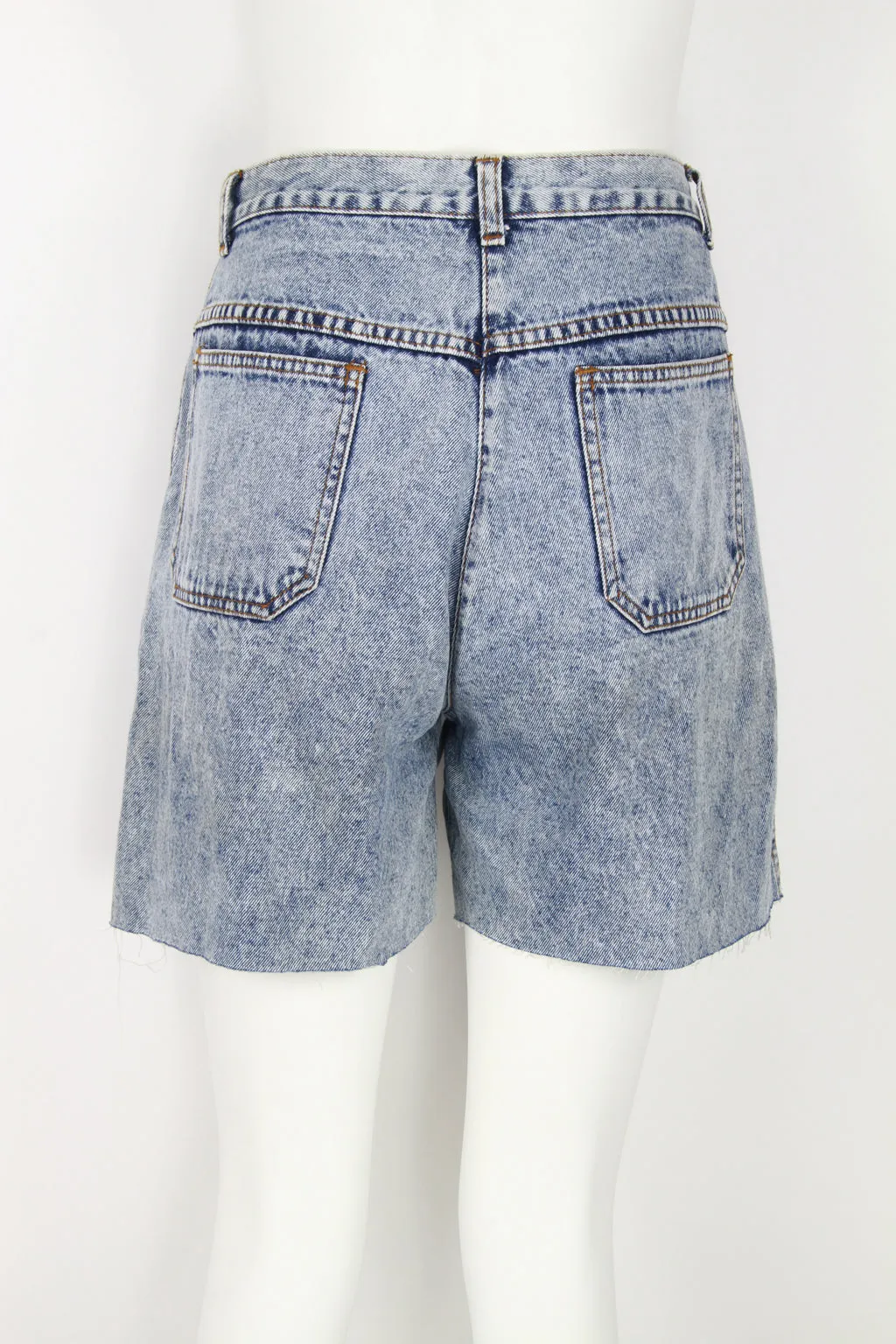 High waisted acid wash light blue cut off denim shorts - M