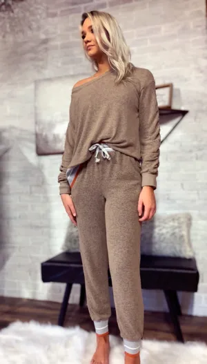 In The Moment Soft And Cozy Hacci Print Jogger (Bottoms Only)