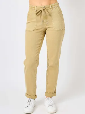 Khaki High Waist Jogger Jeans