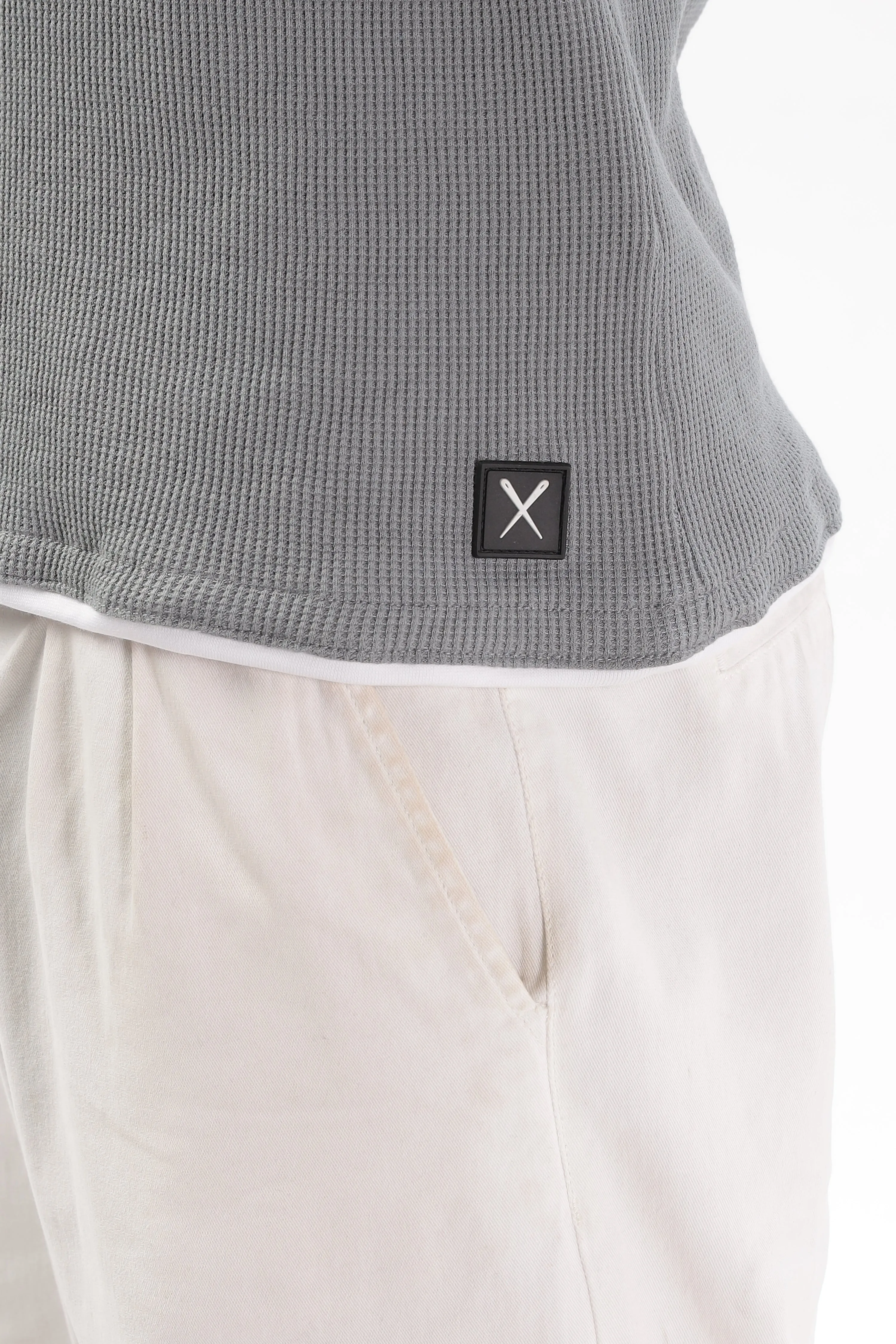 Knitted Full Sleeve T-Shirt: Gray