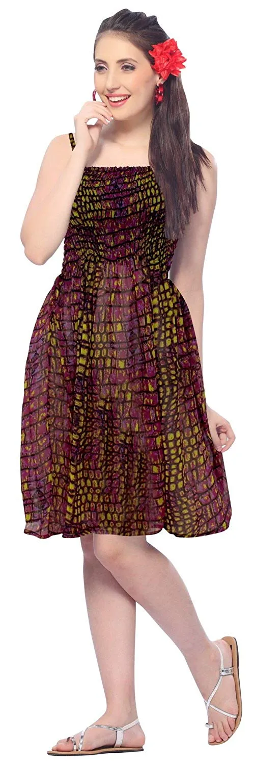 LA LEELA Floral Chiffon Tube Dress Maxi Skirt Beach Cover up Plus Women Stretchy