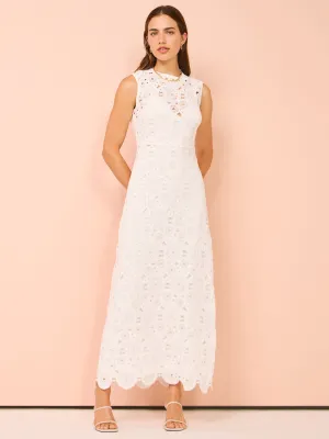 Leo Lin Serena Crochet Midi Dress in Snow