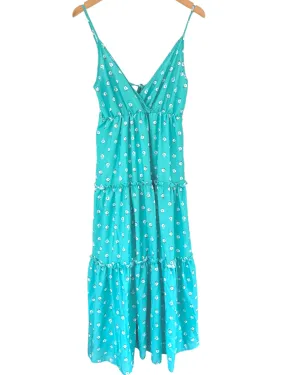 Light Summer Ikat Frill Trim Tassel Tie Back Maxi Dress