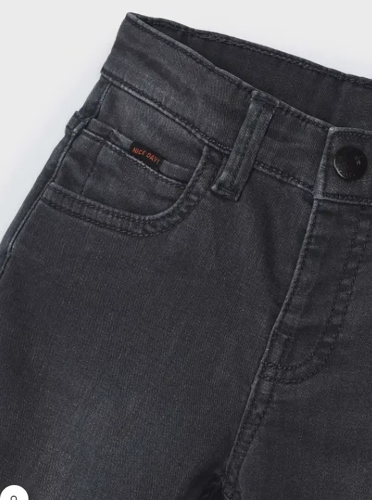 MAYORAL<BR>
Soft Denim Trousers<BR>
Black<BR>