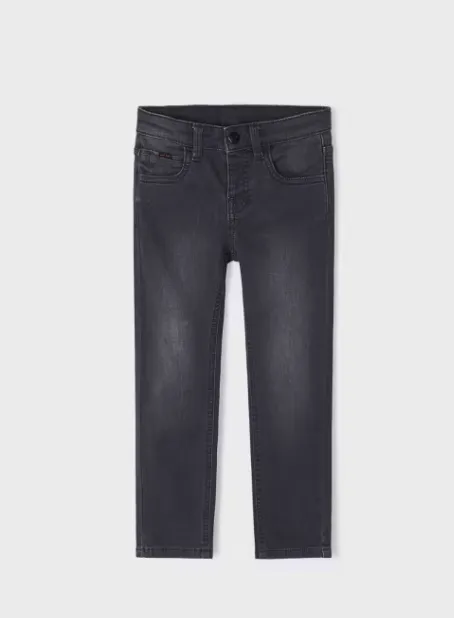 MAYORAL<BR>
Soft Denim Trousers<BR>
Black<BR>
