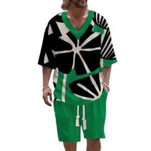 MEN'S ART CASUAL PRINTED SHORT SLEEVE SET 18776374YM