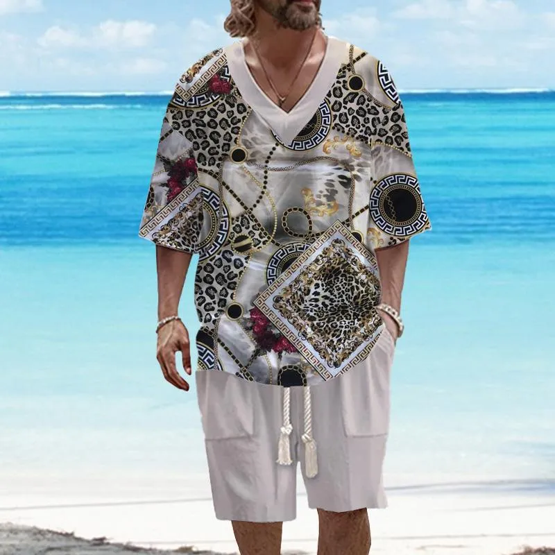 MEN'S ART CASUAL PRINTED SHORT SLEEVE SUIT 81847822YM