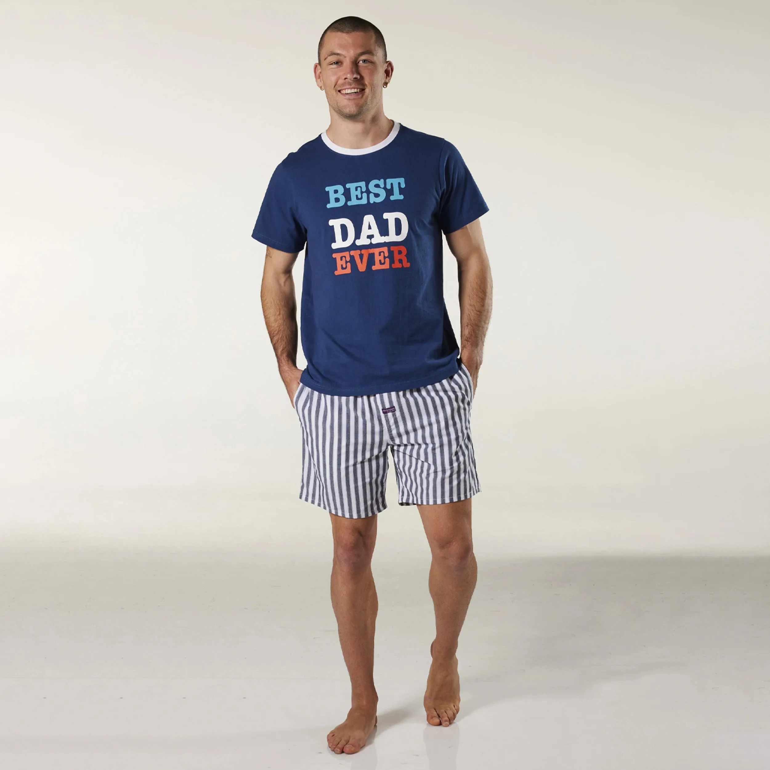 Men's Best Dad Ever Cotton Pyjama Set - Denim