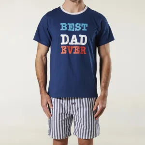 Men's Best Dad Ever Cotton Pyjama Set - Denim