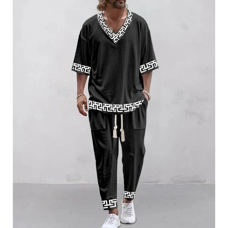 Men's Casual Fashion T-shirt Two-piece Set 16789653YM