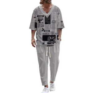 Men's Casual Fashion T-shirt Two-piece Set 77458682YM