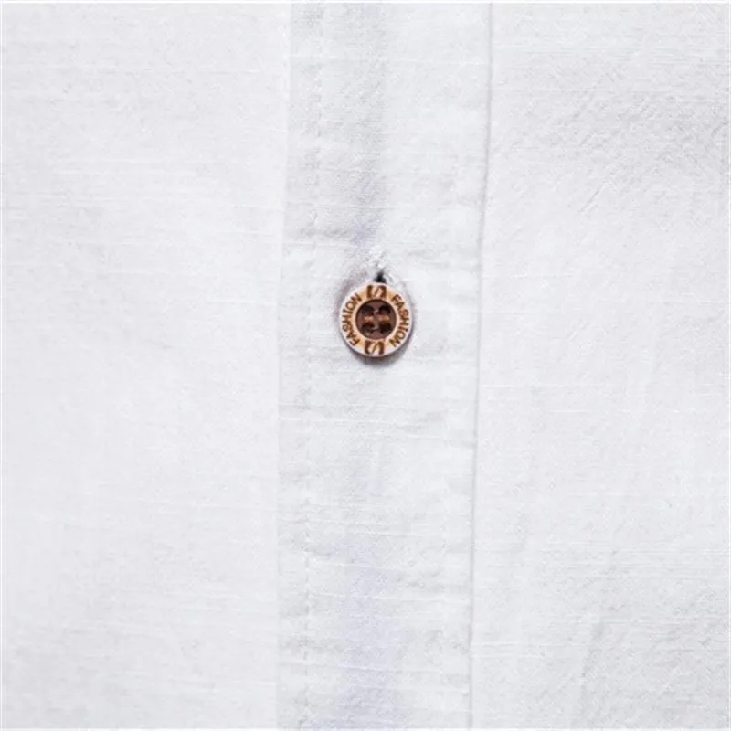 Men's Cotton and Linen Casual Solid Color Long-sleeved Shirt 77932648X