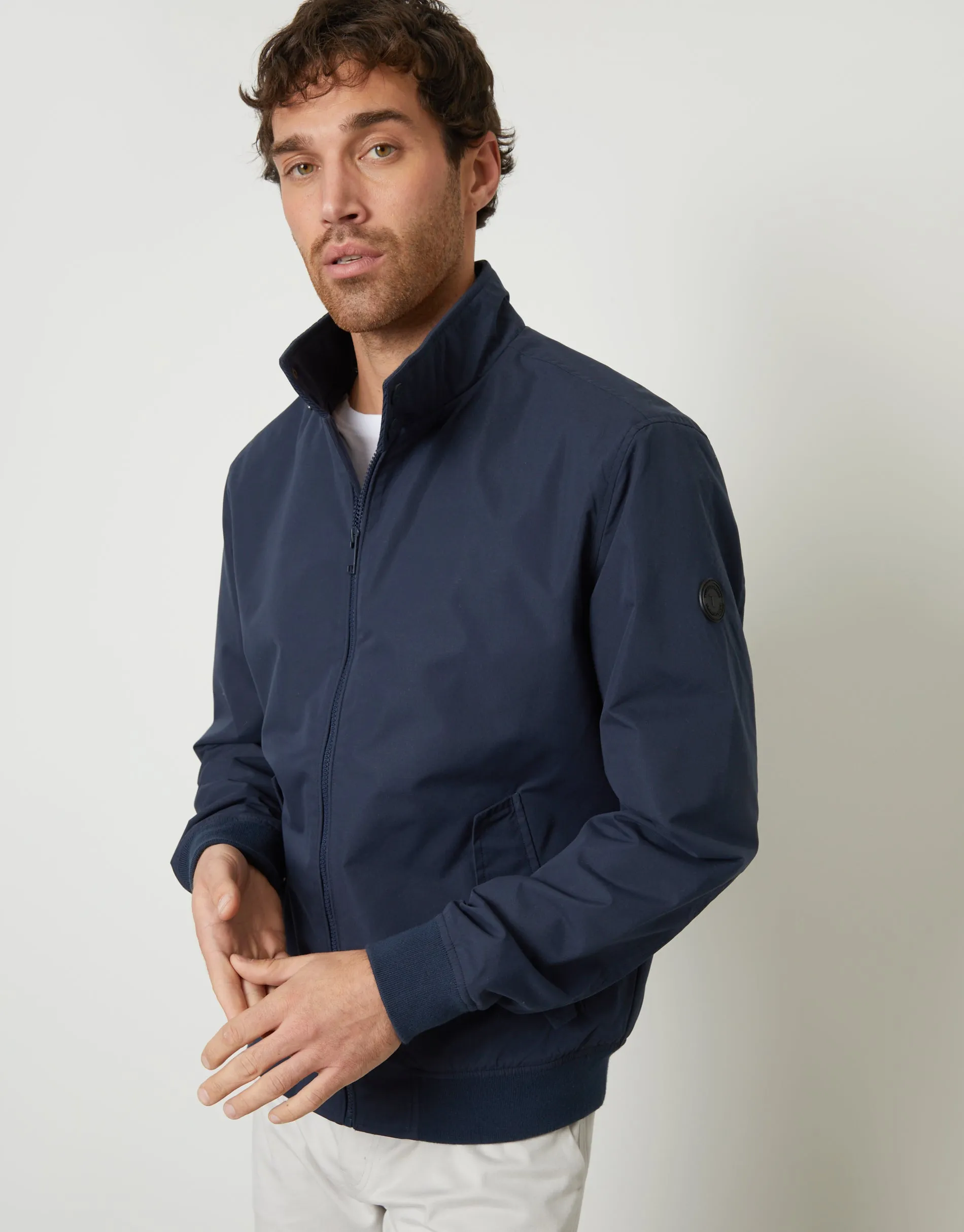 Men's Navy Zip Up Harrington Jacket