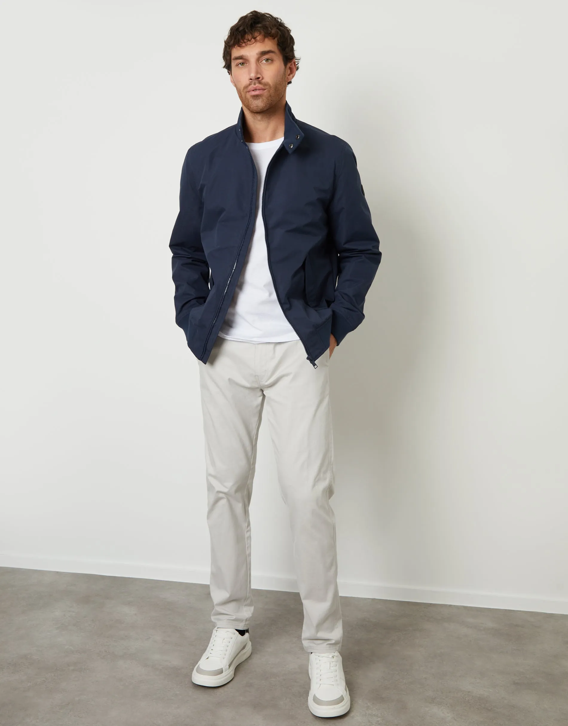 Men's Navy Zip Up Harrington Jacket