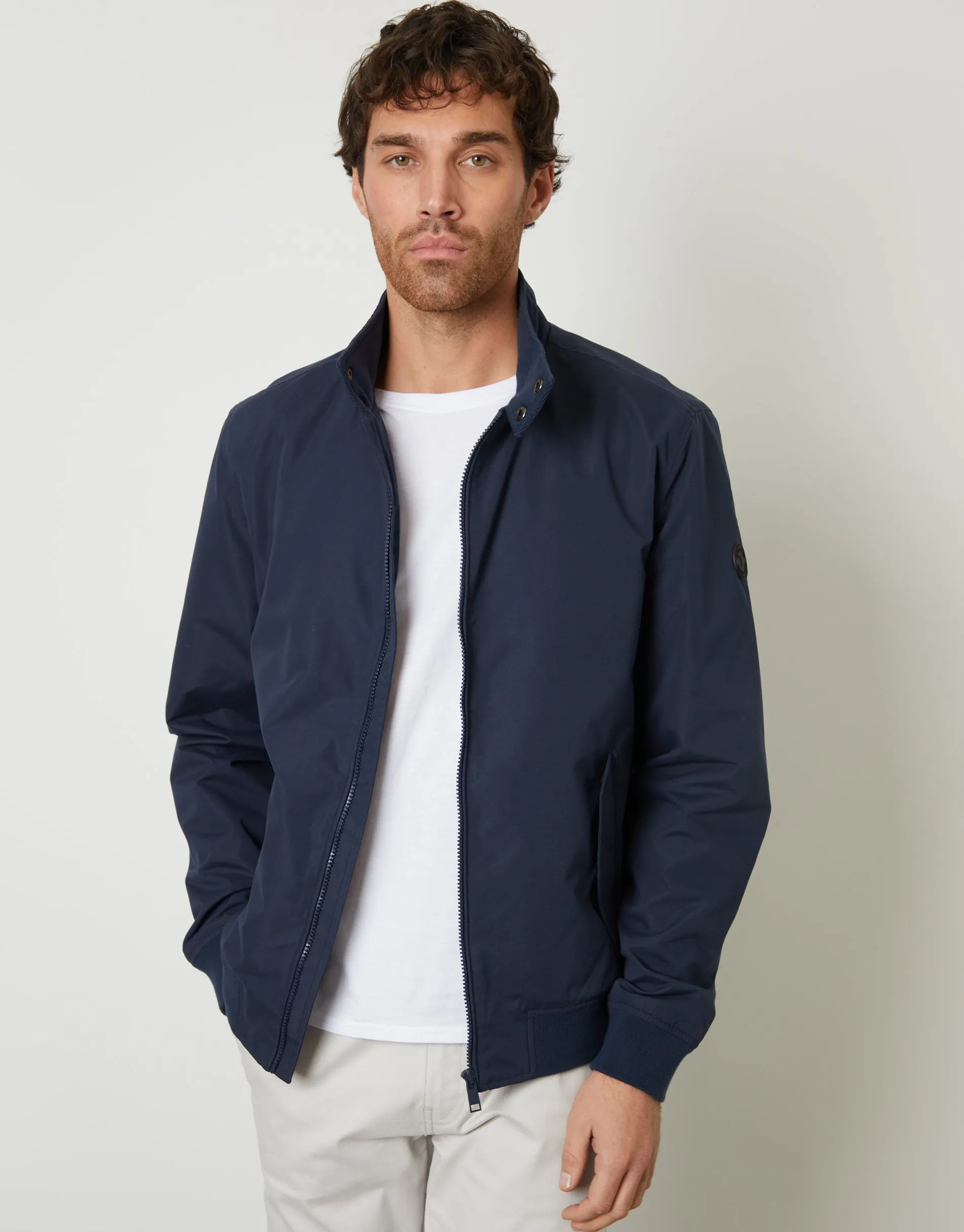 Men's Navy Zip Up Harrington Jacket