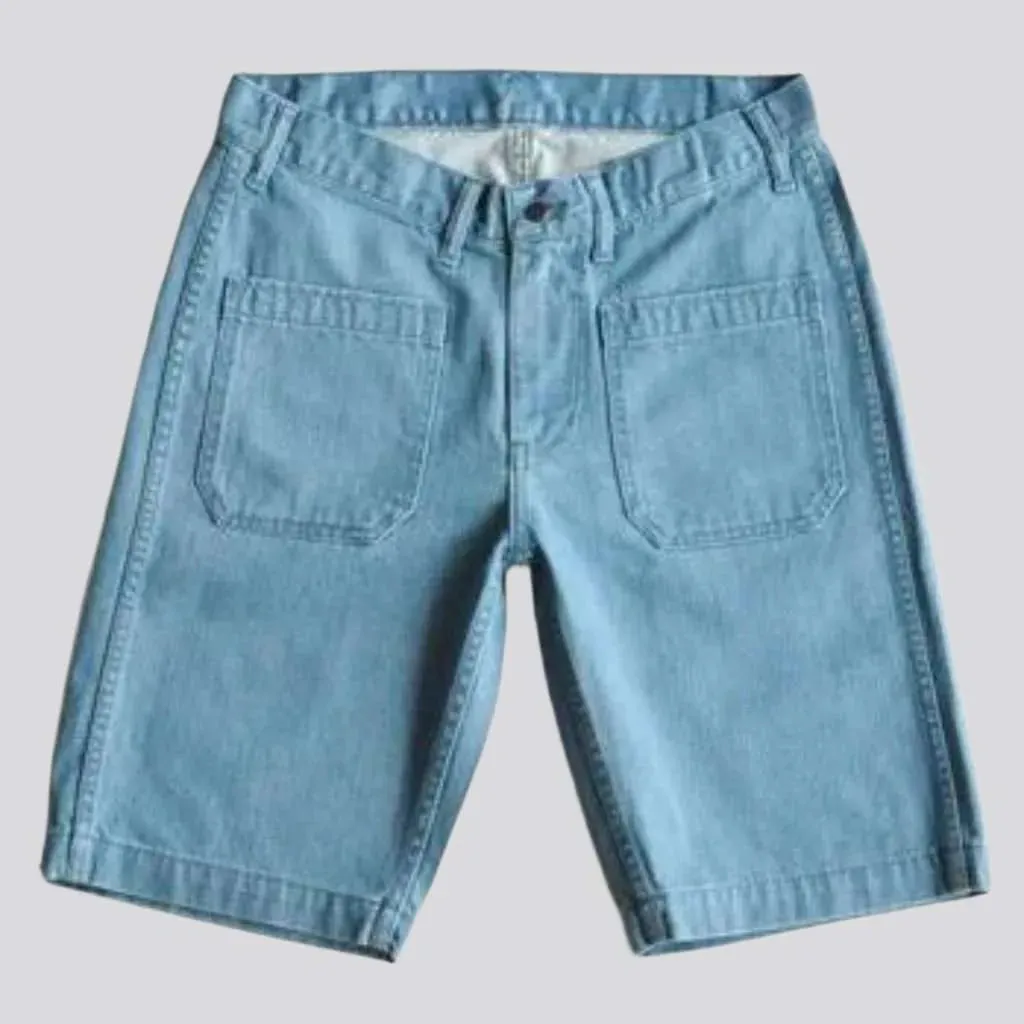 Mid-waist denim shorts
 for men