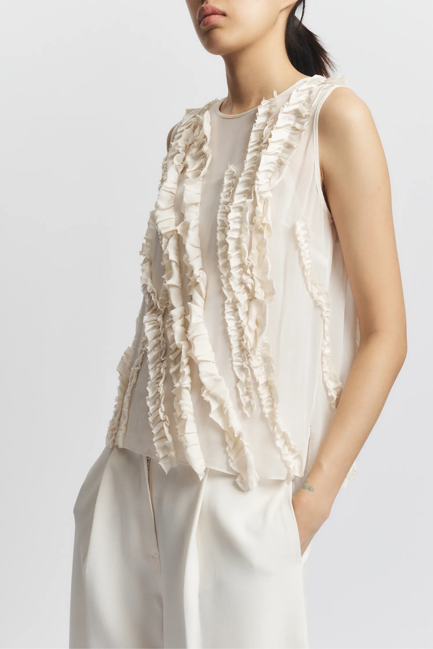 Naomi Sleeveless Blouse, Ivory