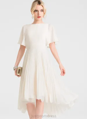 Neck A-Line Asymmetrical Pleated Scoop With Chiffon Alicia Wedding Wedding Dresses Dress