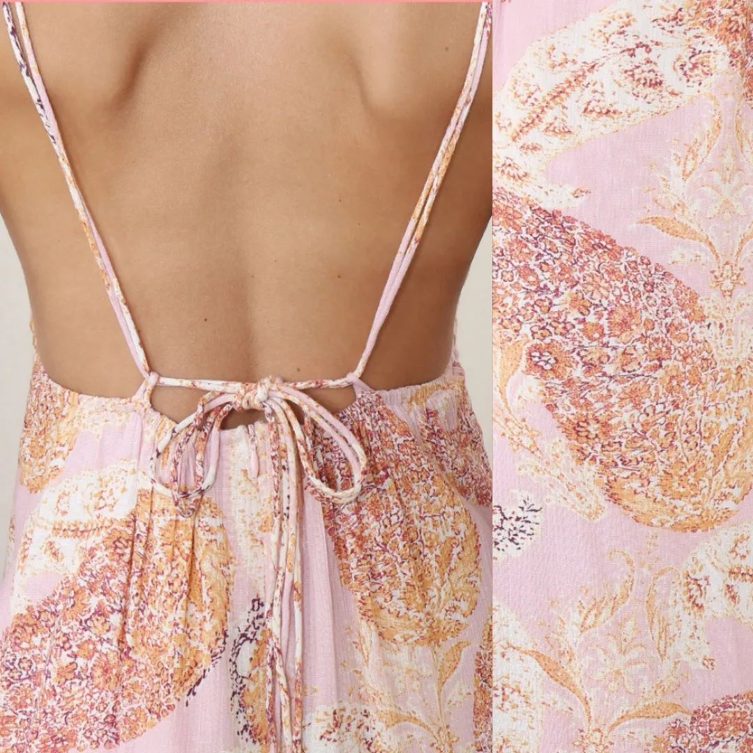 Open Back Paisley Maxi Dress