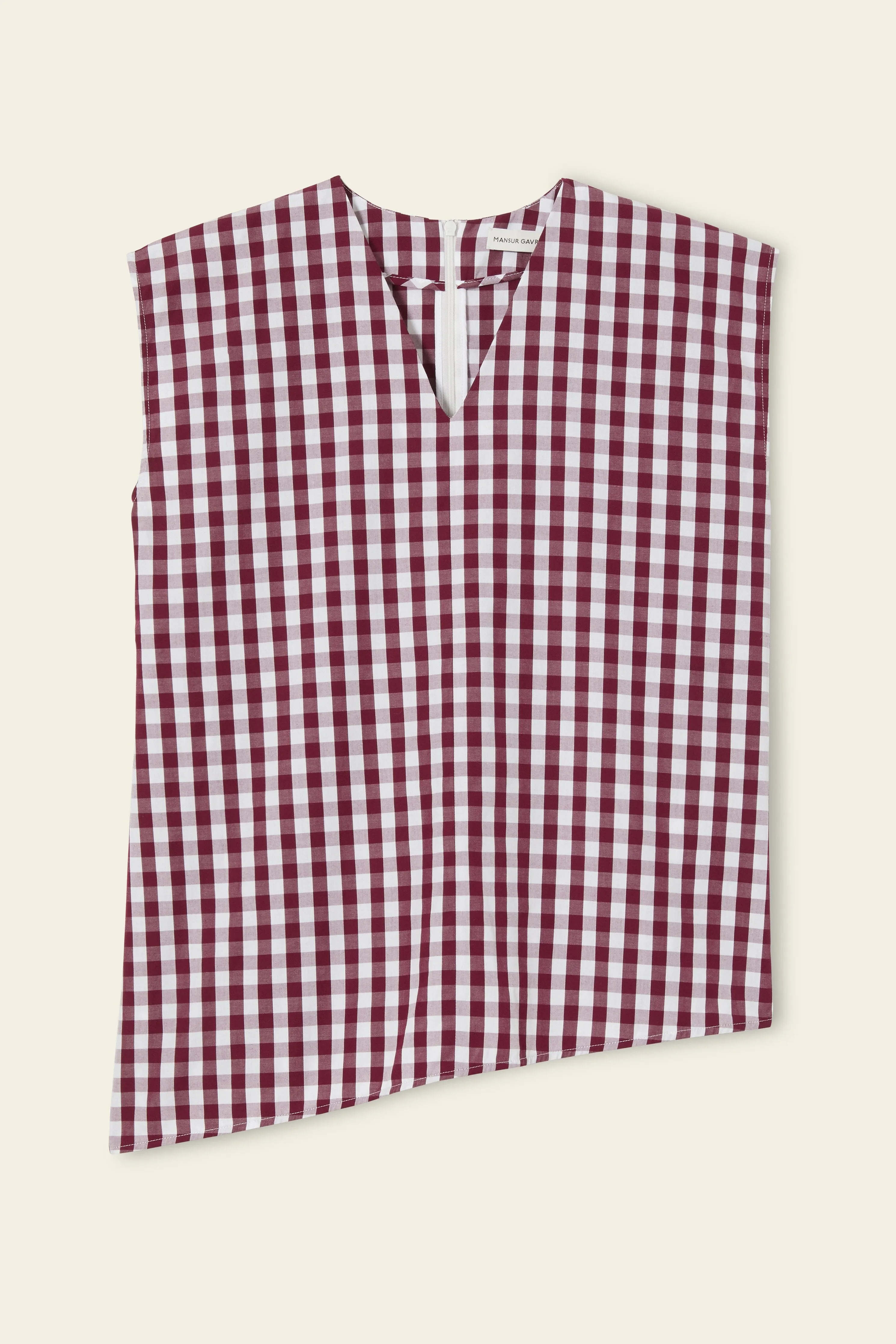 Oversized Gingham Top - Wine