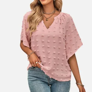 Pink Chiffon Blouse V Neck