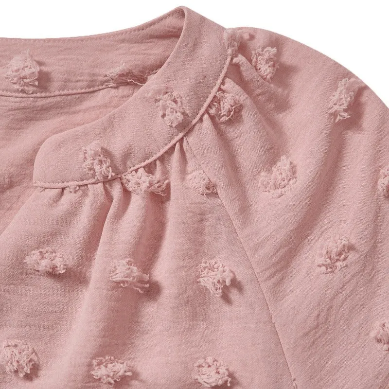 Pink Chiffon Blouse V Neck